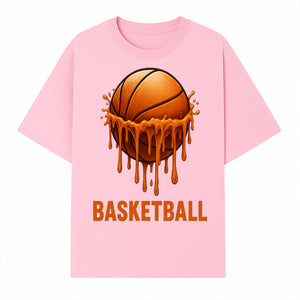 Dripping Orange Basketball Graphic Tee - Sporty Apparel for Basketball Fans & Players, Perfect Gift for Athletes - T-shirt 1758681892706.jpg