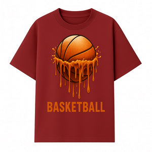 Dripping Orange Basketball Graphic Tee - Sporty Apparel for Basketball Fans & Players, Perfect Gift for Athletes - T-shirt 1758681892826.jpg