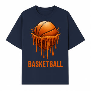 Dripping Orange Basketball Graphic Tee - Sporty Apparel for Basketball Fans & Players, Perfect Gift for Athletes - T-shirt 1758681892945.jpg