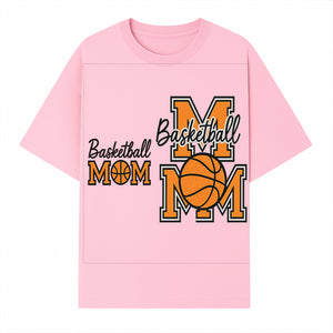 Basketball Mom T-Shirt, Sporty Orange & Black Design, Perfect Gift for Basketball Moms, Team Spirit Apparel - T-shirt 1758681893040.jpg