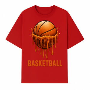 Dripping Orange Basketball Graphic Tee - Sporty Apparel for Basketball Fans & Players, Perfect Gift for Athletes - T-shirt 1758681893083.jpg