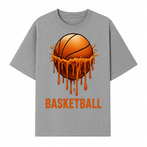 Dripping Orange Basketball Graphic Tee - Sporty Apparel for Basketball Fans & Players, Perfect Gift for Athletes - T-shirt 1758681893212.jpg