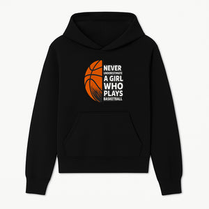 Never Underestimate a Girl Who Plays Basketball T-Shirt - Motivational Sports Gift for Female Athletes - Hoodie 1758681893233.jpg