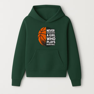 Never Underestimate a Girl Who Plays Basketball T-Shirt - Motivational Sports Gift for Female Athletes - Hoodie 1758681893541.jpg