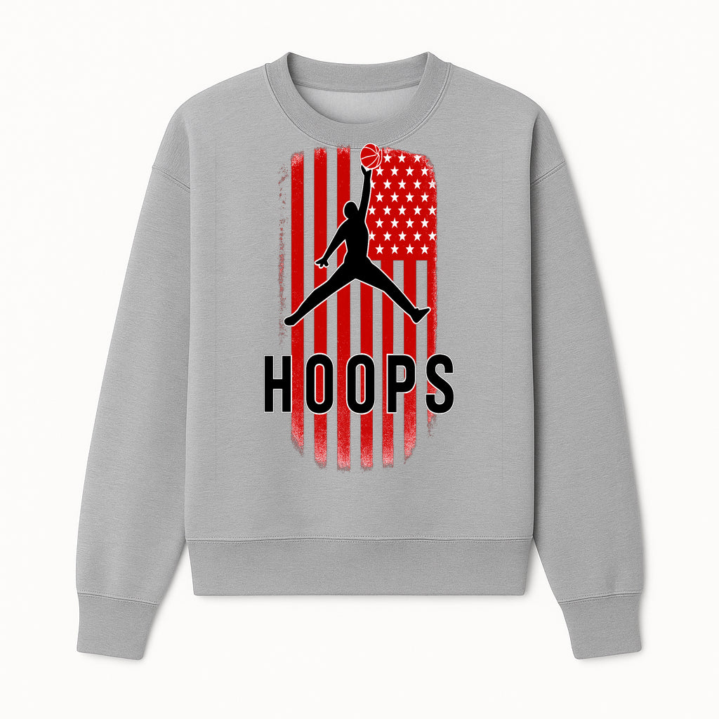 Basketball Hoops Graphic Tee with Retro American Flag Design Perfect for Sports Fans and Athletes - Sweatshirt 1758681893759.jpg
