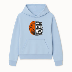 Never Underestimate a Girl Who Plays Basketball T-Shirt - Motivational Sports Gift for Female Athletes - Hoodie 1758681893835.jpg