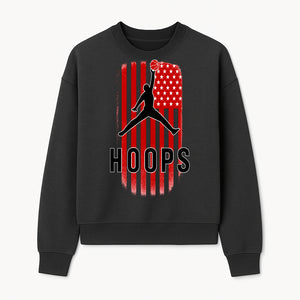 Basketball Hoops Graphic Tee with Retro American Flag Design Perfect for Sports Fans and Athletes - Sweatshirt 1758681894029.jpg