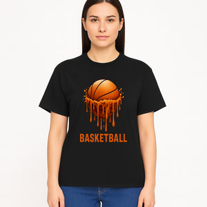 Dripping Orange Basketball Graphic Tee - Sporty Apparel for Basketball Fans & Players, Perfect Gift for Athletes - T-shirt 1758681894645.jpg