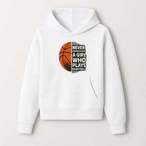 Never Underestimate a Girl Who Plays Basketball T-Shirt - Motivational Sports Gift for Female Athletes - Hoodie 1758681894692.jpg