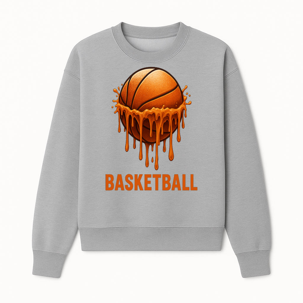 Dripping Orange Basketball Graphic Tee - Sporty Apparel for Basketball Fans & Players, Perfect Gift for Athletes - Sweatshirt 1758681894785.jpg