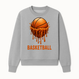 Dripping Orange Basketball Graphic Tee - Sporty Apparel for Basketball Fans & Players, Perfect Gift for Athletes - Sweatshirt 1758681894785.jpg