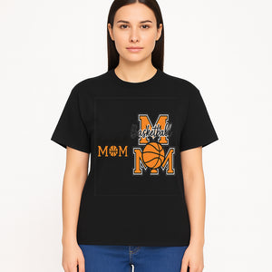 Basketball Mom T-Shirt, Sporty Orange & Black Design, Perfect Gift for Basketball Moms, Team Spirit Apparel - T-shirt 1758681894936.jpg