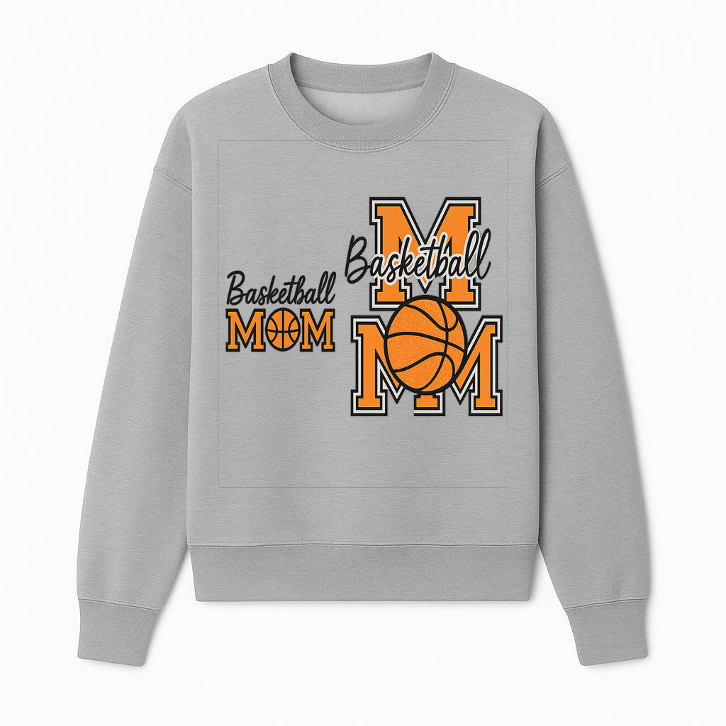 Basketball Mom T-Shirt, Sporty Orange & Black Design, Perfect Gift for Basketball Moms, Team Spirit Apparel - Sweatshirt 1758681895068.jpg