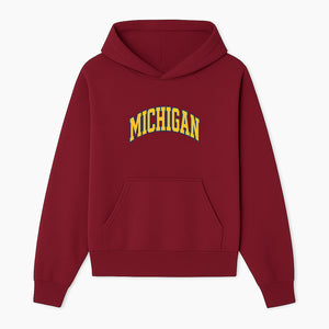 Michigan University Vintage Arch Design T-Shirt, College Apparel, Classic Fan Merchandise, Lightweight Casual Wear - Hoodie 1758681895198.jpg
