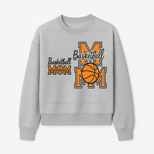 Basketball Mom T-Shirt, Sporty Orange & Black Design, Perfect Gift for Basketball Moms, Team Spirit Apparel - Sweatshirt 1758681895636.jpg