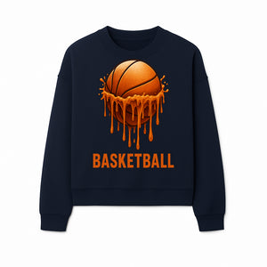 Dripping Orange Basketball Graphic Tee - Sporty Apparel for Basketball Fans & Players, Perfect Gift for Athletes - Sweatshirt 1758681895890.jpg