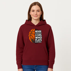 Never Underestimate a Girl Who Plays Basketball T-Shirt - Motivational Sports Gift for Female Athletes - Hoodie 1758681895965.jpg