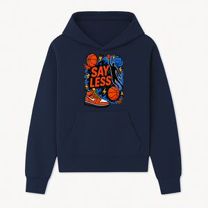 Basketball Say Less Graphic Tee with Slam Dunk Design and Nike Sneaker Art, Perfect for Sports Fans and Streetwear Enthusiasts - Hoodie 1758681897044.jpg