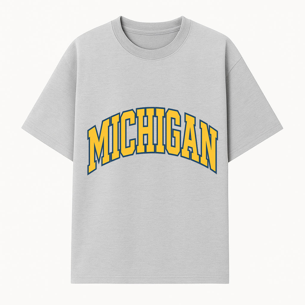 Michigan University Vintage Arch Design T-Shirt, College Apparel, Classic Fan Merchandise, Lightweight Casual Wear - T-shirt 1758681897138.jpg
