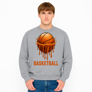 Dripping Orange Basketball Graphic Tee - Sporty Apparel for Basketball Fans & Players, Perfect Gift for Athletes - Sweatshirt 1758681897499.jpg