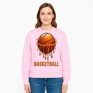 Dripping Orange Basketball Graphic Tee - Sporty Apparel for Basketball Fans & Players, Perfect Gift for Athletes - Sweatshirt 1758681897631.jpg