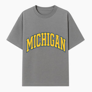 Michigan University Vintage Arch Design T-Shirt, College Apparel, Classic Fan Merchandise, Lightweight Casual Wear - T-shirt 1758681897666.jpg