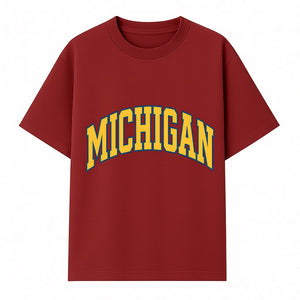 Michigan University Vintage Arch Design T-Shirt, College Apparel, Classic Fan Merchandise, Lightweight Casual Wear - T-shirt 1758681898084.jpg