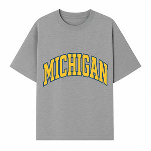 Michigan University Vintage Arch Design T-Shirt, College Apparel, Classic Fan Merchandise, Lightweight Casual Wear - T-shirt 1758681898488.jpg