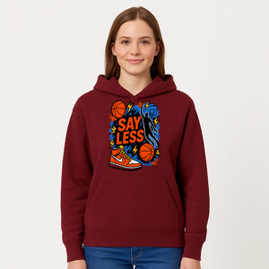 Basketball Say Less Graphic Tee with Slam Dunk Design and Nike Sneaker Art, Perfect for Sports Fans and Streetwear Enthusiasts - Hoodie 1758681898739.jpg