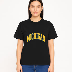 Michigan University Vintage Arch Design T-Shirt, College Apparel, Classic Fan Merchandise, Lightweight Casual Wear - T-shirt 1758681899890.jpg