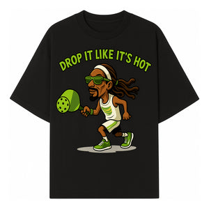 Funny Pickleball T-Shirt, 'Drop It Like It's Hot' Sports Graphic Tee, Gift for Pickleball Lovers, Activewear in Green - T-shirt 1758685033468.jpg