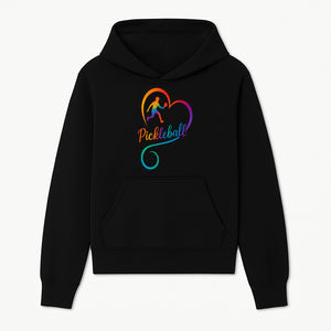 Rainbow Pickleball Heart Design T-Shirt, Vibrant Pickleball Apparel for Lovers of the Sport, Perfect Gift for Players - Hoodie 1758685034030.jpg