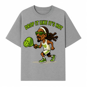 Funny Pickleball T-Shirt, 'Drop It Like It's Hot' Sports Graphic Tee, Gift for Pickleball Lovers, Activewear in Green - T-shirt 1758685034585.jpg