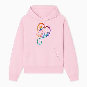 Rainbow Pickleball Heart Design T-Shirt, Vibrant Pickleball Apparel for Lovers of the Sport, Perfect Gift for Players - Hoodie 1758685034729.jpg