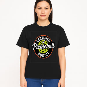 Certified Pickleball Addict T-Shirt | Pickleball Fan Apparel | Funny Sports Gift for Players | Green Paddle Ball Design - T-shirt 1758685034868.jpg
