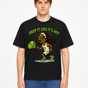 Funny Pickleball T-Shirt, 'Drop It Like It's Hot' Sports Graphic Tee, Gift for Pickleball Lovers, Activewear in Green - T-shirt 1758685035872.jpg