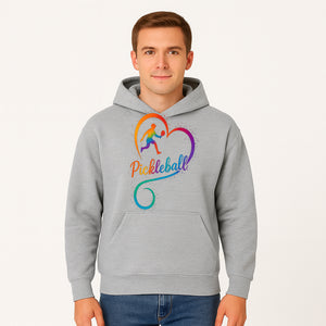 Rainbow Pickleball Heart Design T-Shirt, Vibrant Pickleball Apparel for Lovers of the Sport, Perfect Gift for Players - Hoodie 1758685036583.jpg