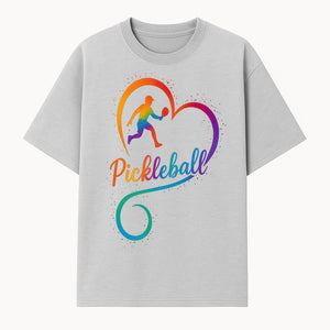 Rainbow Pickleball Heart Design T-Shirt, Vibrant Pickleball Apparel for Lovers of the Sport, Perfect Gift for Players - T-shirt 1758685036872.jpg