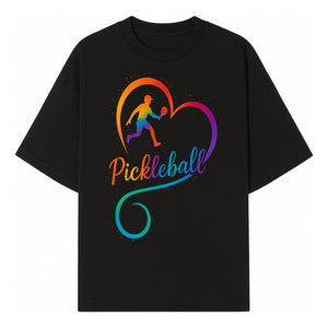 Rainbow Pickleball Heart Design T-Shirt, Vibrant Pickleball Apparel for Lovers of the Sport, Perfect Gift for Players - T-shirt 1758685037015.jpg