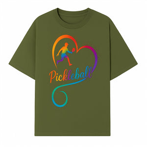 Rainbow Pickleball Heart Design T-Shirt, Vibrant Pickleball Apparel for Lovers of the Sport, Perfect Gift for Players - T-shirt 1758685037304.jpg