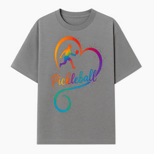Rainbow Pickleball Heart Design T-Shirt, Vibrant Pickleball Apparel for Lovers of the Sport, Perfect Gift for Players - T-shirt 1758685037428.jpg
