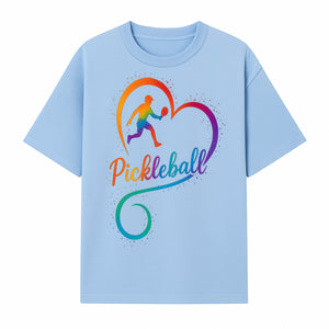 Rainbow Pickleball Heart Design T-Shirt, Vibrant Pickleball Apparel for Lovers of the Sport, Perfect Gift for Players - T-shirt 1758685037581.jpg