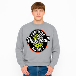 Certified Pickleball Addict T-Shirt | Pickleball Fan Apparel | Funny Sports Gift for Players | Green Paddle Ball Design - Sweatshirt 1758685037820.jpg