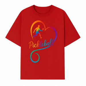 Rainbow Pickleball Heart Design T-Shirt, Vibrant Pickleball Apparel for Lovers of the Sport, Perfect Gift for Players - T-shirt 1758685038100.jpg