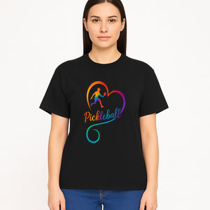 Rainbow Pickleball Heart Design T-Shirt, Vibrant Pickleball Apparel for Lovers of the Sport, Perfect Gift for Players - T-shirt 1758685039645.jpg