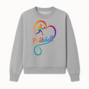 Rainbow Pickleball Heart Design T-Shirt, Vibrant Pickleball Apparel for Lovers of the Sport, Perfect Gift for Players - Sweatshirt 1758685039768.jpg