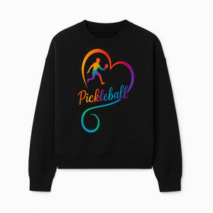 Rainbow Pickleball Heart Design T-Shirt, Vibrant Pickleball Apparel for Lovers of the Sport, Perfect Gift for Players - Sweatshirt 1758685039911.jpg