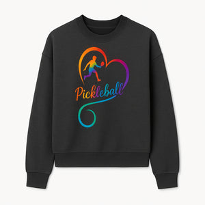 Rainbow Pickleball Heart Design T-Shirt, Vibrant Pickleball Apparel for Lovers of the Sport, Perfect Gift for Players - Sweatshirt 1758685040038.jpg