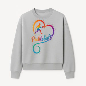 Rainbow Pickleball Heart Design T-Shirt, Vibrant Pickleball Apparel for Lovers of the Sport, Perfect Gift for Players - Sweatshirt 1758685040318.jpg