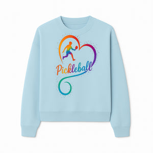 Rainbow Pickleball Heart Design T-Shirt, Vibrant Pickleball Apparel for Lovers of the Sport, Perfect Gift for Players - Sweatshirt 1758685040452.jpg
